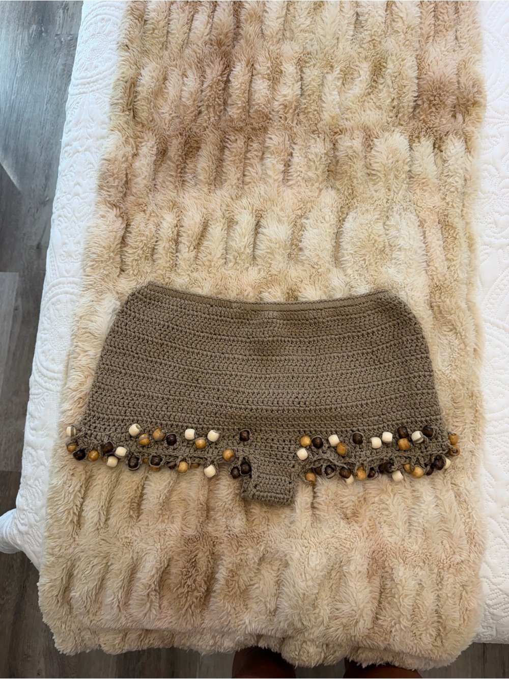 Edikted Crochet Beach Micro Short in Taupe